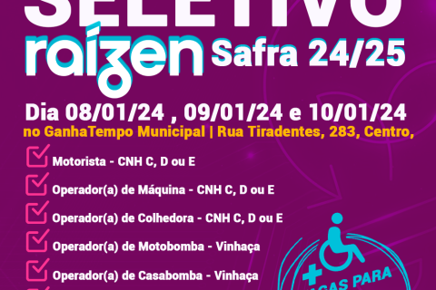 PAT Capivari organiza processo seletivo para a Raízen visando a Safra 24/25; confira as datas e vagas disponíveis